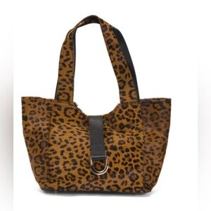 🐆 DIVINA FIRENZE GORGEOUS Made In Italy Genuine Leather Faux Fur Hobo🐆NWT